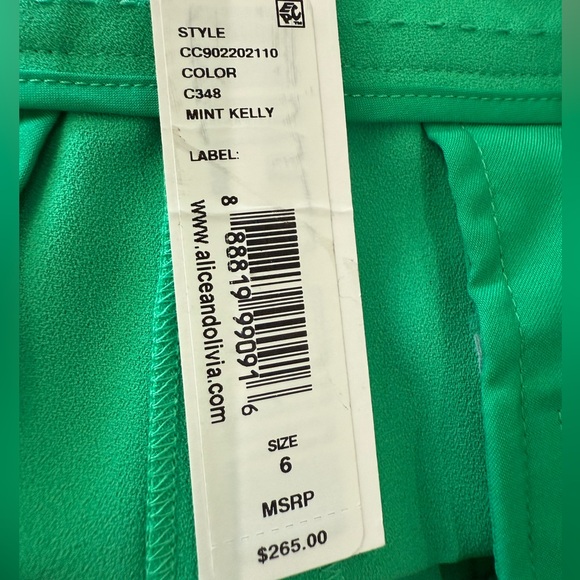NWT Alice + Olivia Vibrant Green Cropped Pants - Picture 6 of 9